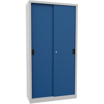 Pavoy Schiebetürenschrank, 1950x1000x400 mm, 4 Böden verzinkt, RAL 7035/5010 (30302-100-400-735510) Pavoy Schiebetürenschrank, 1950x1000x400 mm, 4 Böden verzinkt, RAL 7035/5010 (30302-100-400-735510)
