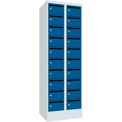 Pavoy Schließfachschrank, 2 x 10 Fächer, Korpus Lichtgrau/ Front Enzianblau (61265-203-441-735510) Pavoy Schließfachschrank, 2 x 10 Fächer, Korpus Lichtgrau/ Front Enzianblau (61265-203-441-735510)