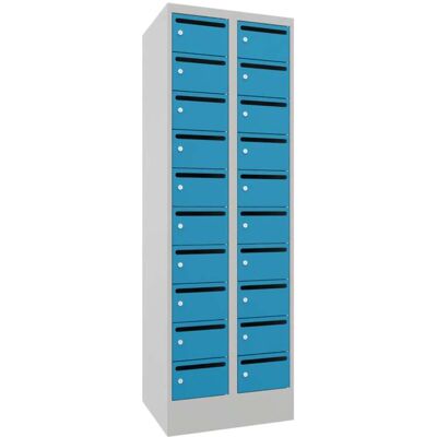 Pavoy Schließfachschrank, 2 x 10 Fächer, Korpus Lichtgrau/ Front Lichtblau (61265-203-441-735512) Pavoy Schließfachschrank, 2 x 10 Fächer, Korpus Lichtgrau/ Front Lichtblau (61265-203-441-735512)