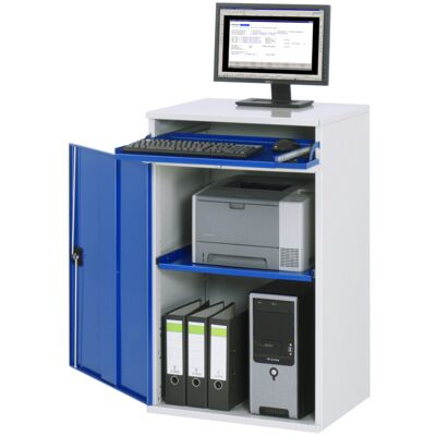 RAU Computer Workstation Cabinet - Verstellbare Ablage, Hellgrau / Enzianblau RAU Computer Workstation Cabinet - Verstellbare Ablage, Hellgrau / Enzianblau