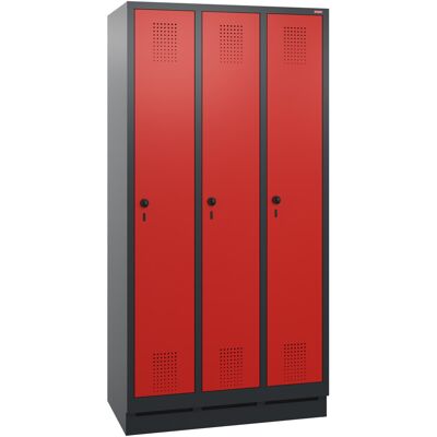 STIER Garderobenschrank 1800 x 610 x 500mm 3 Abteile Anthrazitgrau/Rot (907709) STIER Garderobenschrank 1800 x 610 x 500mm 3 Abteile Anthrazitgrau/Rot (907709)