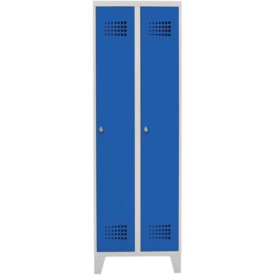 STIER Garderobenspind Premium mit Füßen 2 Abteile Drehriegel lichtgrau/enzianblau (906095) STIER Garderobenspind Premium mit Füßen 2 Abteile Drehriegel lichtgrau/enzianblau (906095)