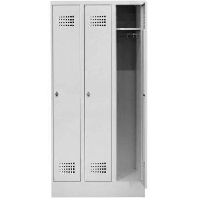 STIER Garderobenspind Premium mit Sockel 3 Abteile Drehriegel lichtgrau (906479) STIER Garderobenspind Premium mit Sockel 3 Abteile Drehriegel lichtgrau (906479)