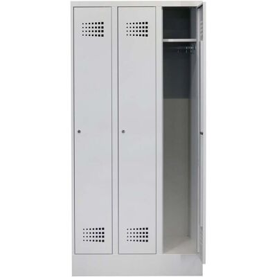 STIER Garderobenspind Premium mit Sockel 3 Abteile Zylinderschloss lichtgrau (906476) STIER Garderobenspind Premium mit Sockel 3 Abteile Zylinderschloss lichtgrau (906476)