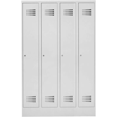 STIER Garderobenspind Premium mit Sockel 4 Abteile Zylinderschloss lichtgrau (906477) STIER Garderobenspind Premium mit Sockel 4 Abteile Zylinderschloss lichtgrau (906477)