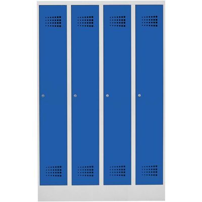 STIER Garderobenspind Premium mit Sockel 4 Abteile Zylinderschloss lichtgrau/enzianblau (906100) STIER Garderobenspind Premium mit Sockel 4 Abteile Zylinderschloss lichtgrau/enzianblau (906100)