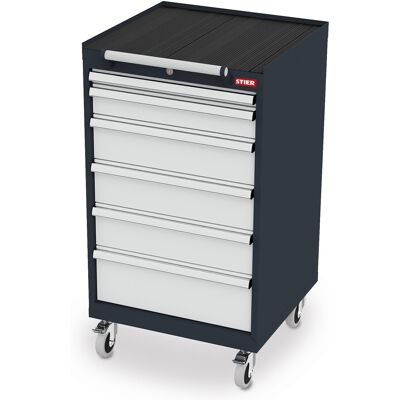 STIER Mobiler Schubladenschrank mit 6 Schubladen, 600x575x1090, Lichtgrau und Anthrazitgrau (906242) STIER Mobiler Schubladenschrank mit 6 Schubladen, 600x575x1090, Lichtgrau und Anthrazitgrau (906242)