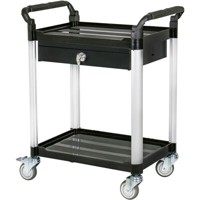 STIER Servierwagen mit 2 Etagen und Schublade LxBxH 860x480x930 mm (904609) STIER Servierwagen mit 2 Etagen und Schublade LxBxH 860x480x930 mm (904609)