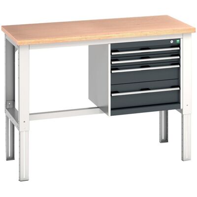 Bott Werkbank cubio 4 Schubladen Multiplex höhenverstellbar 1500 x 750 mm (41003166.19V) Bott Werkbank cubio 4 Schubladen Multiplex höhenverstellbar 1500 x 750 mm (41003166.19V)
