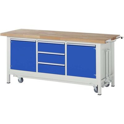 Rau Werkbank mit absenkbarem Fahrgestell Modell 8569 B 2000 x T 700 x H 880mm (05-8569A2-207B4F.11) Rau Werkbank mit absenkbarem Fahrgestell Modell 8569 B 2000 x T 700 x H 880mm (05-8569A2-207B4F.11)