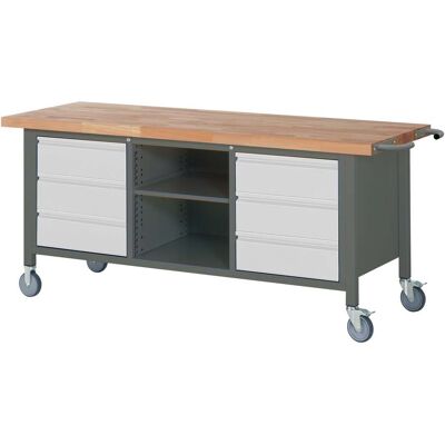 STIER Fahrbare Werkbank Premium mit 6 Schubladen und einem offenen Fach BxTxH 2000x700x880mm (906071) STIER Fahrbare Werkbank Premium mit 6 Schubladen und einem offenen Fach BxTxH 2000x700x880mm (906071)