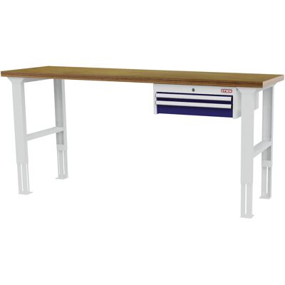STIER Höhenverstellbare Werkbank mit 1x50, 1x100 mm Schubladen BxTxH 2000x600x760-1060 mm RAL 7035 / RAL 5010 (906323) STIER Höhenverstellbare Werkbank mit 1x50, 1x100 mm Schubladen BxTxH 2000x600x760-1060 mm RAL 7035 / RAL 5010 (906323)