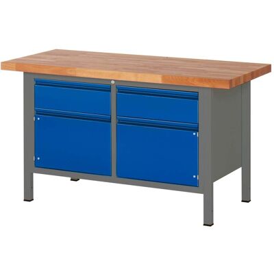 STIER Höhenverstellbare Werkbank Premium mit 2 Schubladen und 2 Flügeltüren BxTxH 1500x700x840-1040mm anthrazitmetall / RAL 5010 (906180) STIER Höhenverstellbare Werkbank Premium mit 2 Schubladen und 2 Flügeltüren BxTxH 1500x700x840-1040mm anthrazitmetall / RAL 5010 (906180)