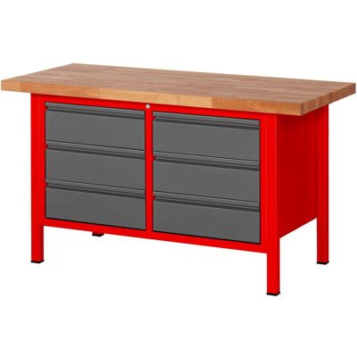 STIER Höhenverstellbare Werkbank Premium mit 6 Schubladen BxTxH 1500x700x840-1040mm RAL 3000 / anthrazitmetallic (906188) STIER Höhenverstellbare Werkbank Premium mit 6 Schubladen BxTxH 1500x700x840-1040mm RAL 3000 / anthrazitmetallic (906188)
