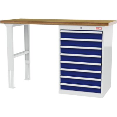 STIER Werkbank BxTxH 1500x600x1060 mm mit 1 Schrankgehäuse der Breite 600 mm RAL 7035 / RAL 5010 (905050) STIER Werkbank BxTxH 1500x600x1060 mm mit 1 Schrankgehäuse der Breite 600 mm RAL 7035 / RAL 5010 (905050)