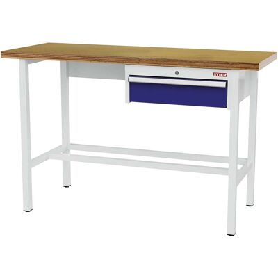 STIER Werkbank mit 1x150 mm Schublade BxTxH 1500x600x960 mm RAL 7035 / RAL 5010 (906354) STIER Werkbank mit 1x150 mm Schublade BxTxH 1500x600x960 mm RAL 7035 / RAL 5010 (906354)