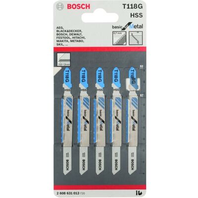 Bosch T118G Hochgeschwindigkeitsstahl Stichsägeschneiden - 5 Stück Bosch T118G Hochgeschwindigkeitsstahl Stichsägeschneiden - 5 Stück