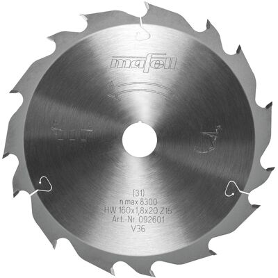Mafell Sägeblatt-GT, 160 x 1,2 / 1,8 x 20 mm, Z 15-3, 2WZ/FZ, für Längsschnitte in Holz (092601) Mafell Sägeblatt-GT, 160 x 1,2 / 1,8 x 20 mm, Z 15-3, 2WZ/FZ, für Längsschnitte in Holz (092601)