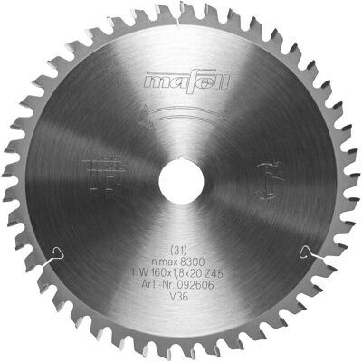 Mafell Sägeblatt-GT, 160 x 1,2 / 1,8 x 20 mm, Z 45-3, FZ/FZ/TR, für Schichtstoffplatten (092606) Mafell Sägeblatt-GT, 160 x 1,2 / 1,8 x 20 mm, Z 45-3, FZ/FZ/TR, für Schichtstoffplatten (092606)
