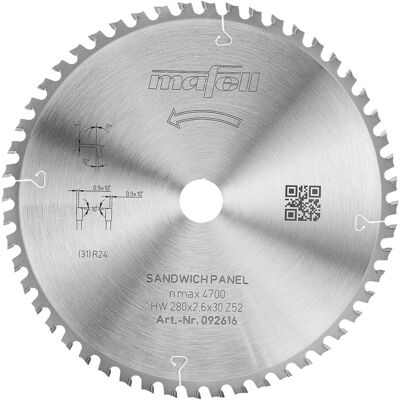 Mafell Sägeblatt KSB-SP 280 HW 280 x 2,6 x 30 mm Z52 WZFA Sandwich Panel (092616) Mafell Sägeblatt KSB-SP 280 HW 280 x 2,6 x 30 mm Z52 WZFA Sandwich Panel (092616)