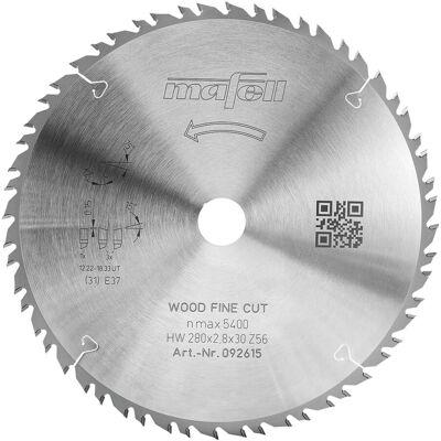 Mafell Sägeblatt KSB-WF 280 HW 280 x 2,8 x 30 mm Z56-8 Wood Fine Cut (092615) Mafell Sägeblatt KSB-WF 280 HW 280 x 2,8 x 30 mm Z56-8 Wood Fine Cut (092615)