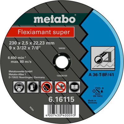 Metabo A36-T Stahl Trennscheibe - 115mm, 2mm Dicke, Packung 25 Metabo A36-T Stahl Trennscheibe - 115mm, 2mm Dicke, Packung 25