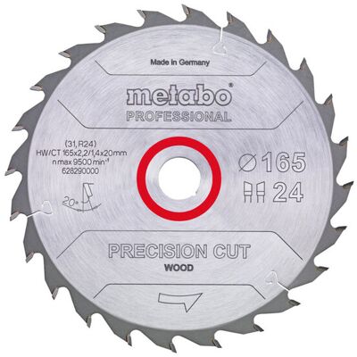 Metabo Präzisionssägeblatt 'precision cut wood' - 165x20mm, 24 Zähne Metabo Präzisionssägeblatt 'precision cut wood' - 165x20mm, 24 Zähne