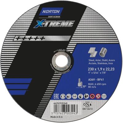 Saint-Gobain Schleifscheibe - 230x1.9x22.23mm - T41 - X-Treme Saint-Gobain Schleifscheibe - 230x1.9x22.23mm - T41 - X-Treme