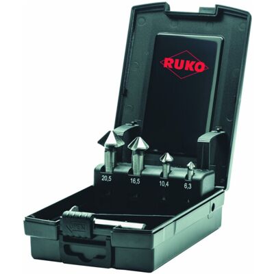 RUKO Kegel- und Entgratsenker-Satz ULTIMATECUT DIN 335 Form C 90 Grad HSS in ABS-Kunststoffkassette 5-teilig (102791RO) RUKO Kegel- und Entgratsenker-Satz ULTIMATECUT DIN 335 Form C 90 Grad HSS in ABS-Kunststoffkassette 5-teilig (102791RO)
