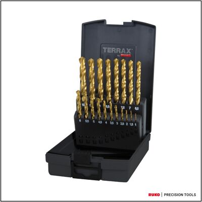 RUKO Terrax - Bohrer-Set - 1-10mm, HSS-G, TiN-beschichtet RUKO Terrax - Bohrer-Set - 1-10mm, HSS-G, TiN-beschichtet