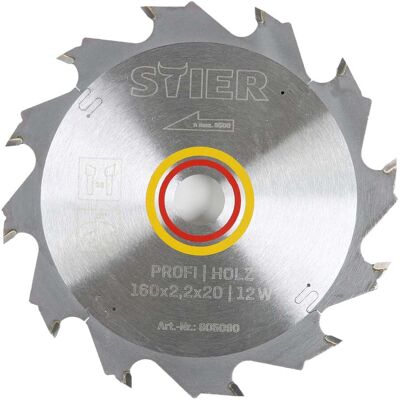 STIER Profi Kreissägeblatt Holz 160x2,2x20 12W 20° Spanwinkel (905090) STIER Profi Kreissägeblatt Holz 160x2,2x20 12W 20° Spanwinkel (905090)