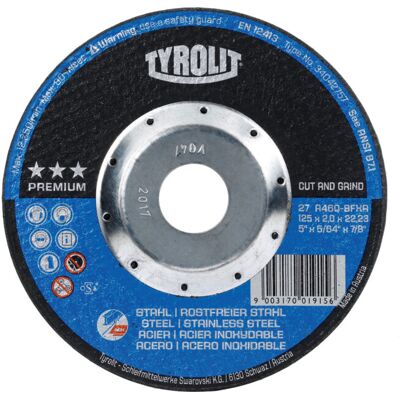TYROLIT Kombischleifscheibe PREMIUM*** CUT AND GRIND, Scheiben-Ø: 125 mm (34042757) TYROLIT Kombischleifscheibe PREMIUM*** CUT AND GRIND, Scheiben-Ø: 125 mm (34042757)