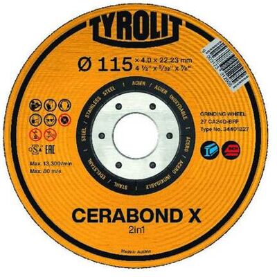 Tyrolit Cerasbond Scheibe 230x4mm CA24Q-BFK - Schleifwerkzeug für Stahl & Edelstahl Tyrolit Cerasbond Scheibe 230x4mm CA24Q-BFK - Schleifwerkzeug für Stahl & Edelstahl
