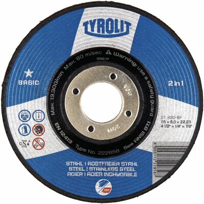 Tyrolit Basic 2 in 1 Schleifscheibe 22-23mm - Schleifrad Tyrolit Basic 2 in 1 Schleifscheibe 22-23mm - Schleifrad