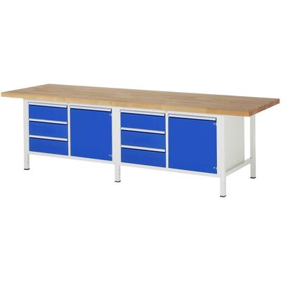 Rau Werkbank höhenverstellbar 8468A2, B3000xT900xH840-1040mm, 6x Schublade-TA, 2x Tür (03-8468A2-309B4H.11) Rau Werkbank höhenverstellbar 8468A2, B3000xT900xH840-1040mm, 6x Schublade-TA, 2x Tür (03-8468A2-309B4H.11)
