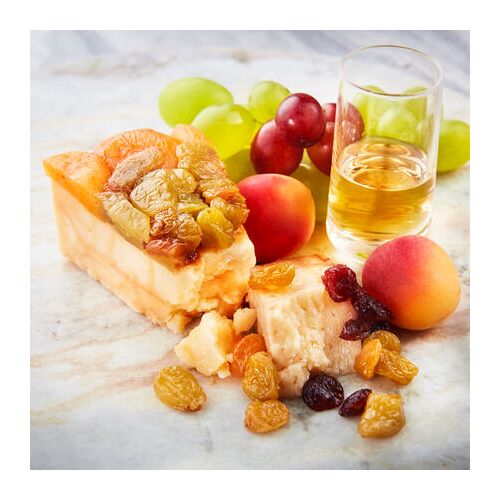 Hagen Grote Italienischer Käse mit Früchten & Moscato 200 g - 12 Monate gereift, aus Schaf- & Kuhmilch, handgefertigt, dekorativ, als Geschenk, Tortenstück-Optik