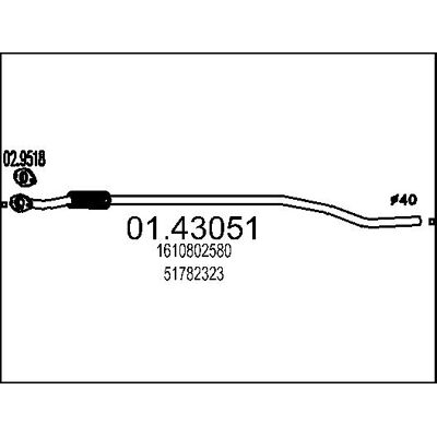 MTS 01.43051 Auspuffrohr - Mittelschalldämpfer für Fiat MTS 01.43051 Auspuffrohr - Mittelschalldämpfer für Fiat