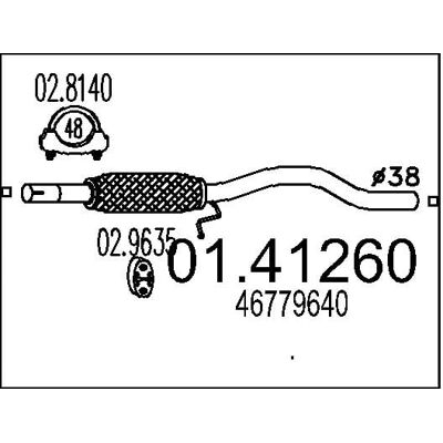 MTS Modell 01.41260 Abgasrohr - vorne für Fiat MTS Modell 01.41260 Abgasrohr - vorne für Fiat