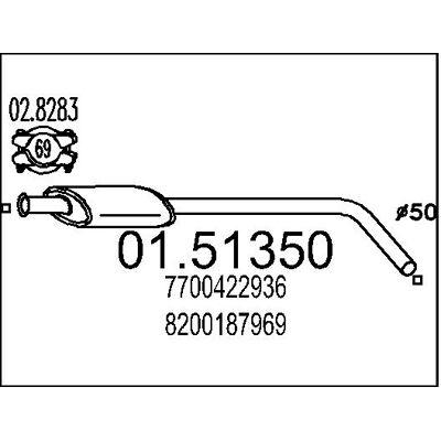 MTS 01.51350 Mittelschalldämpfer - Für Renault MTS 01.51350 Mittelschalldämpfer - Für Renault