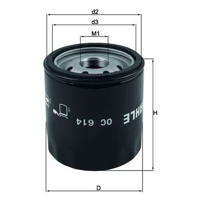 MAHLE OC 614 Ölfilter - Schraubfilter, 76mm, OEM-Qualität MAHLE OC 614 Ölfilter - Schraubfilter, 76mm, OEM-Qualität