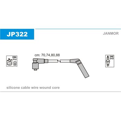 Janmor JP322 Zündkabelsatz - Silikon, 7mm, DIN, SAE - Zündkabel-Set Janmor JP322 Zündkabelsatz - Silikon, 7mm, DIN, SAE - Zündkabel-Set