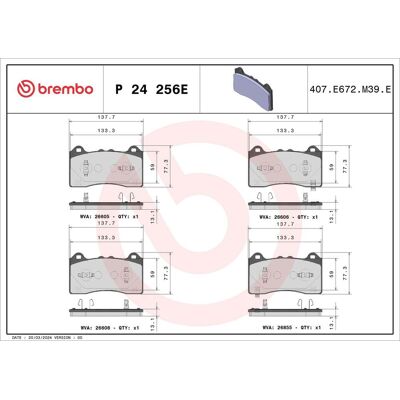 BREMBO P 24 256E Bremsbelagsatz - Vorderbremse BREMBO P 24 256E Bremsbelagsatz - Vorderbremse