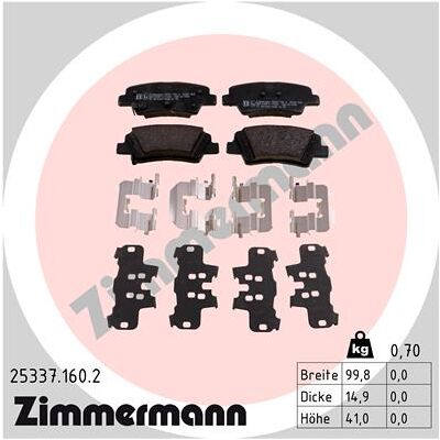 Bremsbelagsatz, Scheibenbremse ZIMMERMANN 25337.160.2 Bremsbelagsatz, Scheibenbremse ZIMMERMANN 25337.160.2