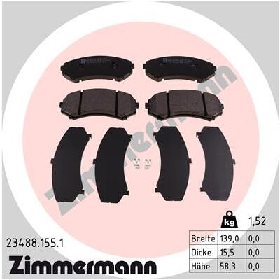 Bremsbelagsatz, Scheibenbremse ZIMMERMANN 23488.155.1 Bremsbelagsatz, Scheibenbremse ZIMMERMANN 23488.155.1
