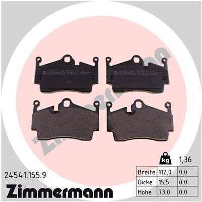 Bremsbelagsatz, Scheibenbremse ZIMMERMANN 24541.155.9 Bremsbelagsatz, Scheibenbremse ZIMMERMANN 24541.155.9