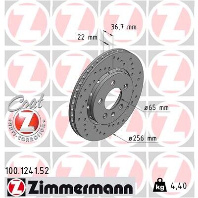 Bremsscheibe ZIMMERMANN 100.1241.52 Bremsscheibe ZIMMERMANN 100.1241.52