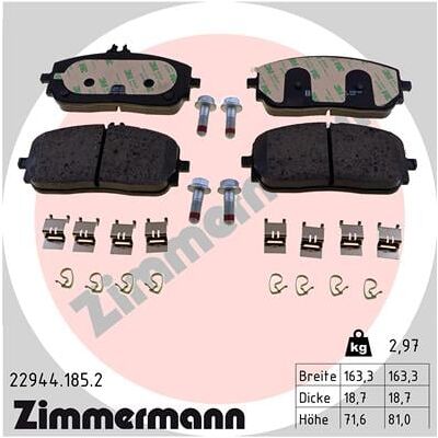 Bremsbelagsatz, Scheibenbremse ZIMMERMANN 22944.185.2 Bremsbelagsatz, Scheibenbremse ZIMMERMANN 22944.185.2