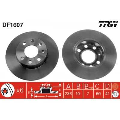 TRW Bremsscheibe DF1607 - 236mm, 10mm, Schwarz - Bremsscheibe TRW Bremsscheibe DF1607 - 236mm, 10mm, Schwarz - Bremsscheibe