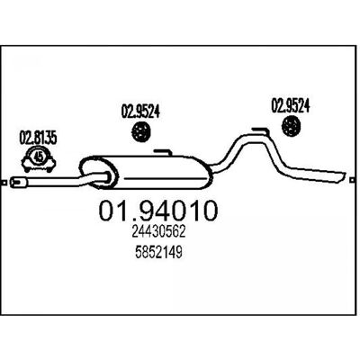 MTS Opel Agila 1450mm Hinterauspuff MTS Opel Agila 1450mm Hinterauspuff