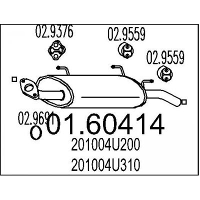 MTS 01.60414 Nissan Almera Tino Auspuff Endschalldämpfer MTS 01.60414 Nissan Almera Tino Auspuff Endschalldämpfer